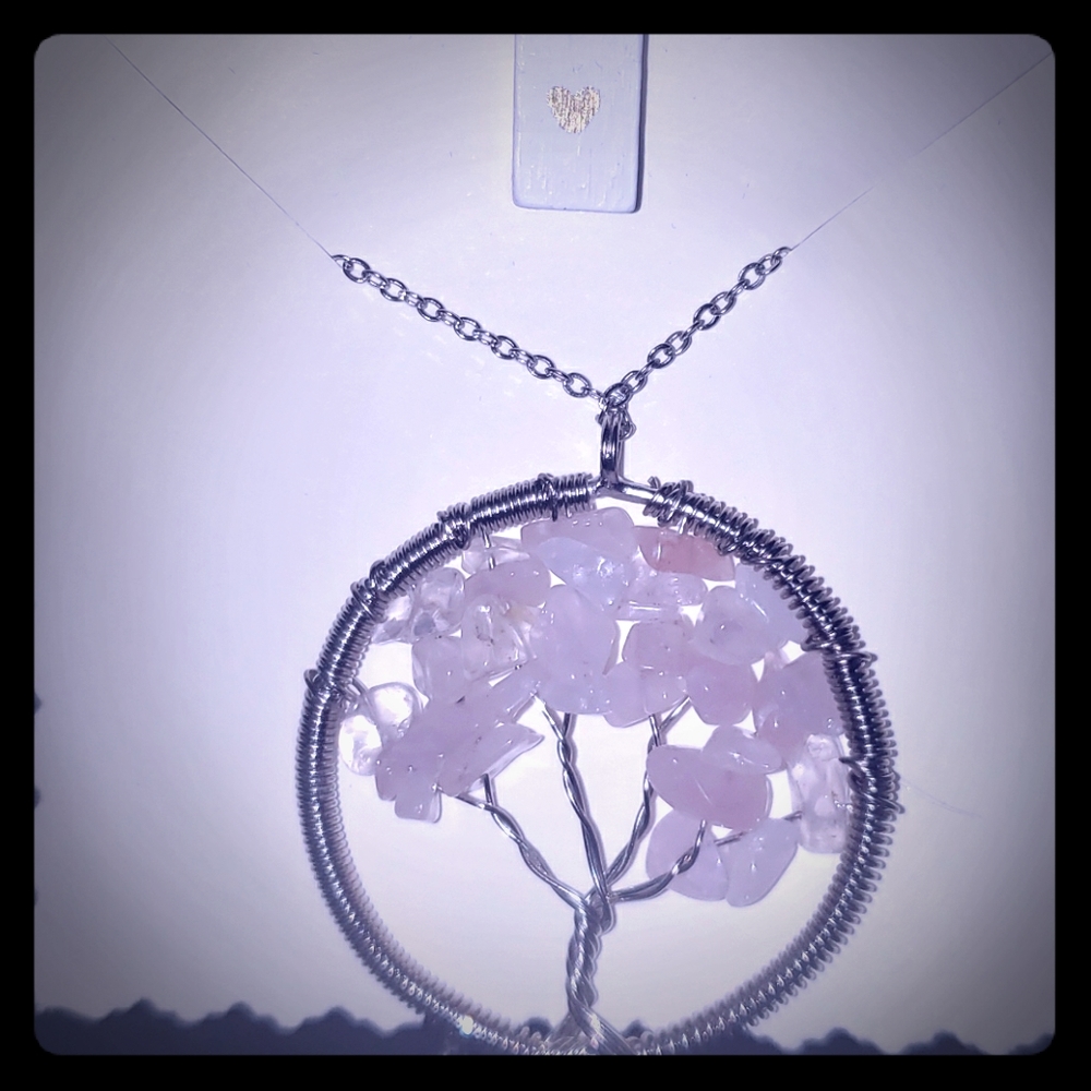 NWT Pinkstone Silver Tree of Life Necklace